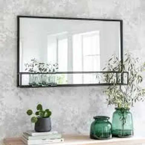BOXED SAPPERTON MIRROR WITH SHELF WIDE BLACK