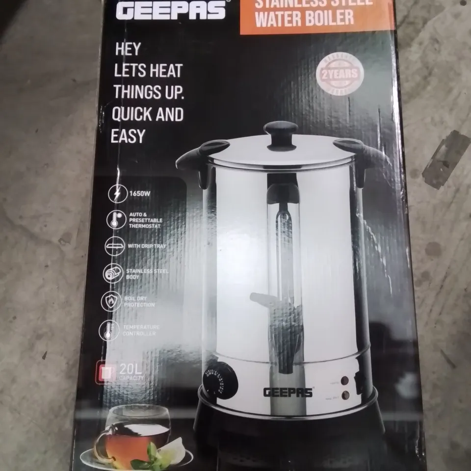BOXED GEEPAS ELECTRIC CATERING INSTANT HOT WATER BOILER 