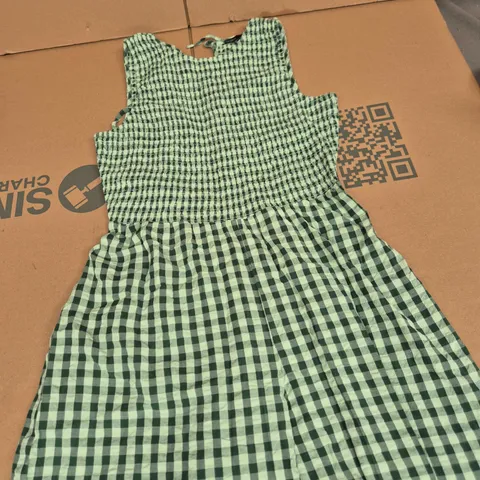NOBODY'S CHILD GREEN GINGHAM DRESS, UK 10 (EU 38, USA 6) – RUTH JUMPSUIT LABEL (VERIFY MODEL)