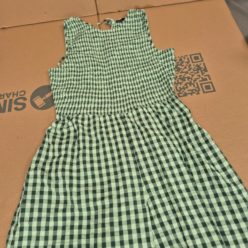 NOBODY'S CHILD GREEN GINGHAM DRESS, UK 10 (EU 38, USA 6) – RUTH JUMPSUIT LABEL (VERIFY MODEL)