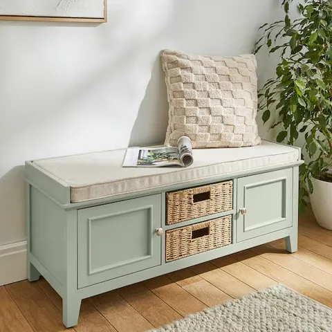 JULIPA KNIGHTON FULLY ASSEMBLED STORAGE BENCH SAGE 1 PIECE BOXED