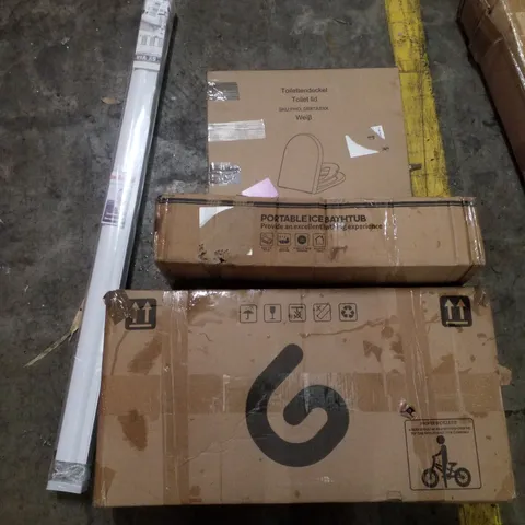 PALLET CONTAINING ASSORTED PRODUCTS INCLUDING KIDS BICYCLE, ROLLER BLIND, PORTABLE ICE BATHTUB & TOILET SEAT