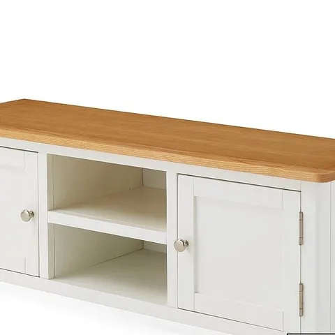 HARBOUR READY ASSEMBLED 2 DOOR TV UNIT - WHITE/OAK - COLLECTION ONLY