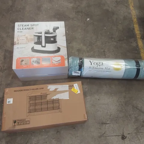 PALLET CONTAINING A VERY LARGE QUANTITY OF ASSORTED ITEMS INCLUDING: STEAM SPOT CLEANER, INDOOR ELECTRIC INSECT KILLER, YOGA & EXERCISE MAT ECT