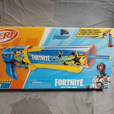 NERF FORTNITE BLASTER – HALF TONE HERO, 8‑DART CAPACITY, BOXED