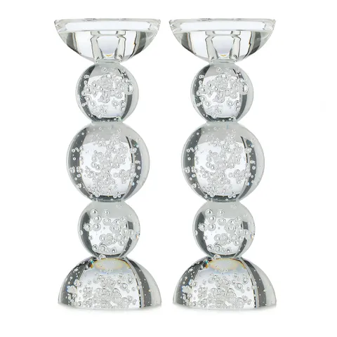 JM BY JULIEN MACDONALD SET OF 2 CRYSTAL BEADED CANDLE HOLDERS