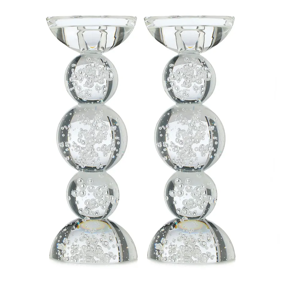 JM BY JULIEN MACDONALD SET OF 2 CRYSTAL BEADED CANDLE HOLDERS