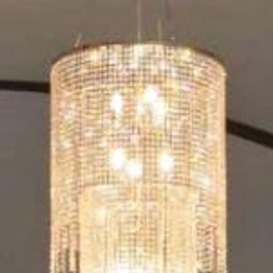 DESIGNER TWO TIER CHANDELIER WITH CRYSTAL DROPLETS H 12000(+900MM CHAIN) D 600/400MM
