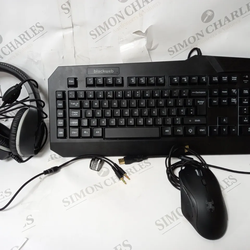 BOXED BLACKWEB 4 IN 1 GAMING KIT - KEYBOARD, MOUSE, HEADSET AND MOUSEMAT 