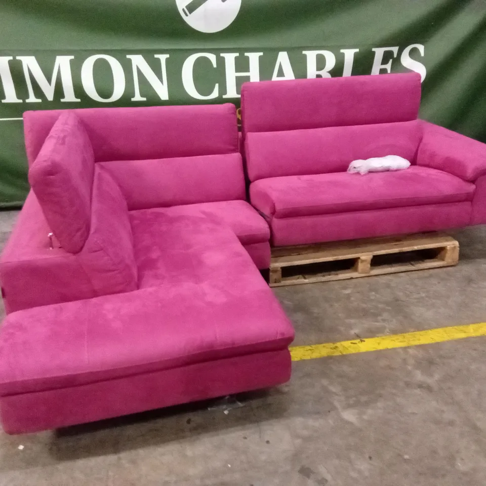 QUALITY DESIGNER ITALIAN MADE MARTINE ELECTRIC RECLINER CORNER CHAISE SOFA - CARBON BLUSH