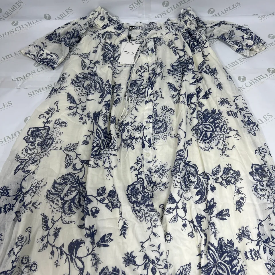 WHISTLES CONTEMPORARY FLORAL DRESS IN WHITE SIZE 8 