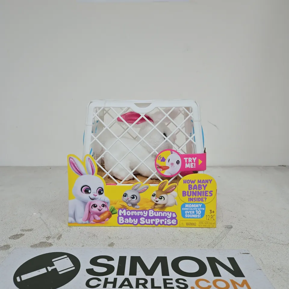 MOMMY BUNNY BABY SURPRISE – BOXED TOY BUNNY IN CAGE (12 PIECES)