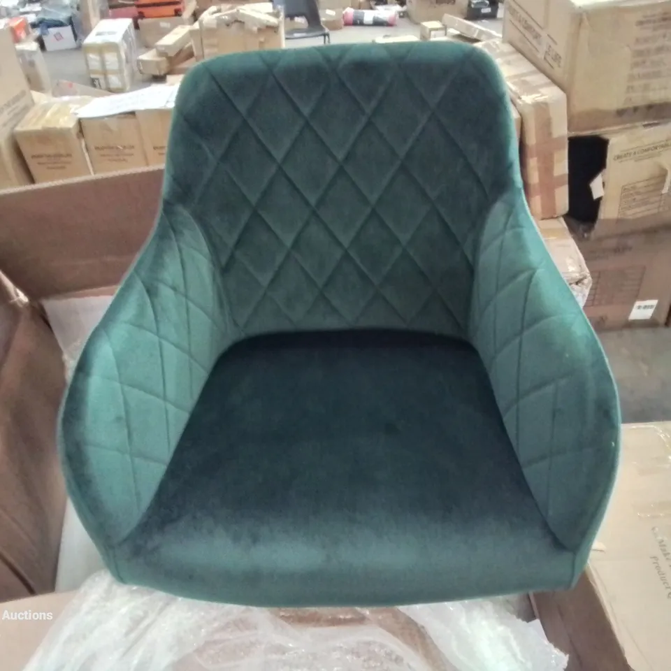 BOXED MOREE SET OF TWO GREEN VELVET DINING CHAIRS