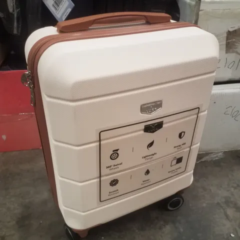 BOXED LUGG 15" JETSET TRAVEL CABIN BAG - CREAM WITH BROWN