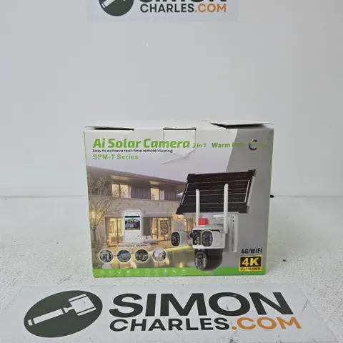 AI SOLAR CAMERA 3-IN-1 WARM COLOUR SPM-T SERIES β 4G/WIFI 4K OUTDOOR SECURITY KIT
