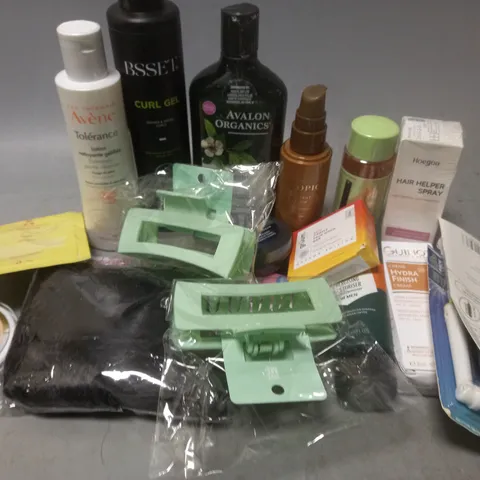 APPROXIMATELY 20 ASSORTED ITEMS TO INCLUDE TROPIC INSTANT GLOW LEG SERUM, AVENE TOLERANCE LOTION, BSSET CURL GEL  