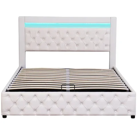 BOXED BOYERTOWN UPHOLSTERED STORAGE BED - BLACK // SIZE: 4'6" DOUBLE (2 BOXES)