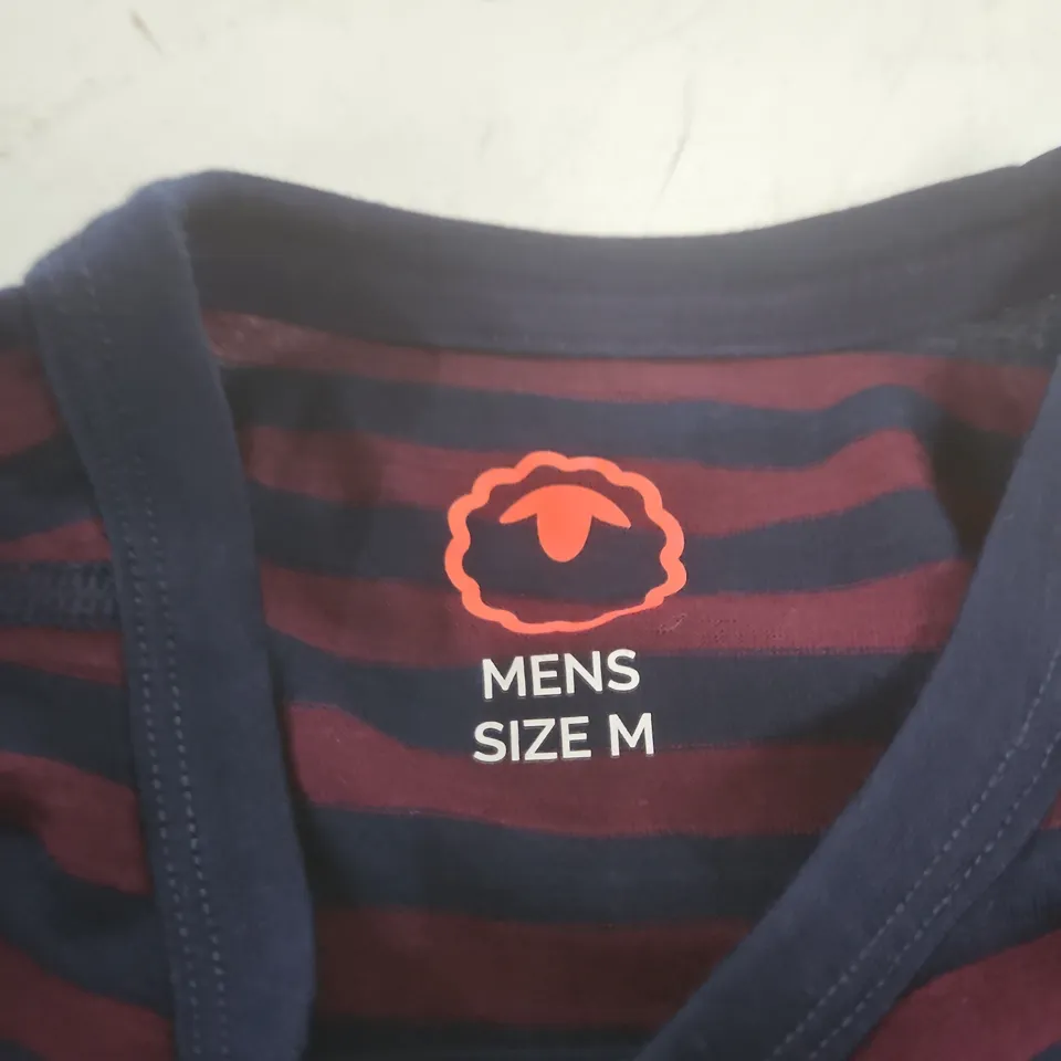 ISOBAA MEN'S MERINO STRIPE LONG SLEEVE CREW – NAVY/WINE, SIZE M