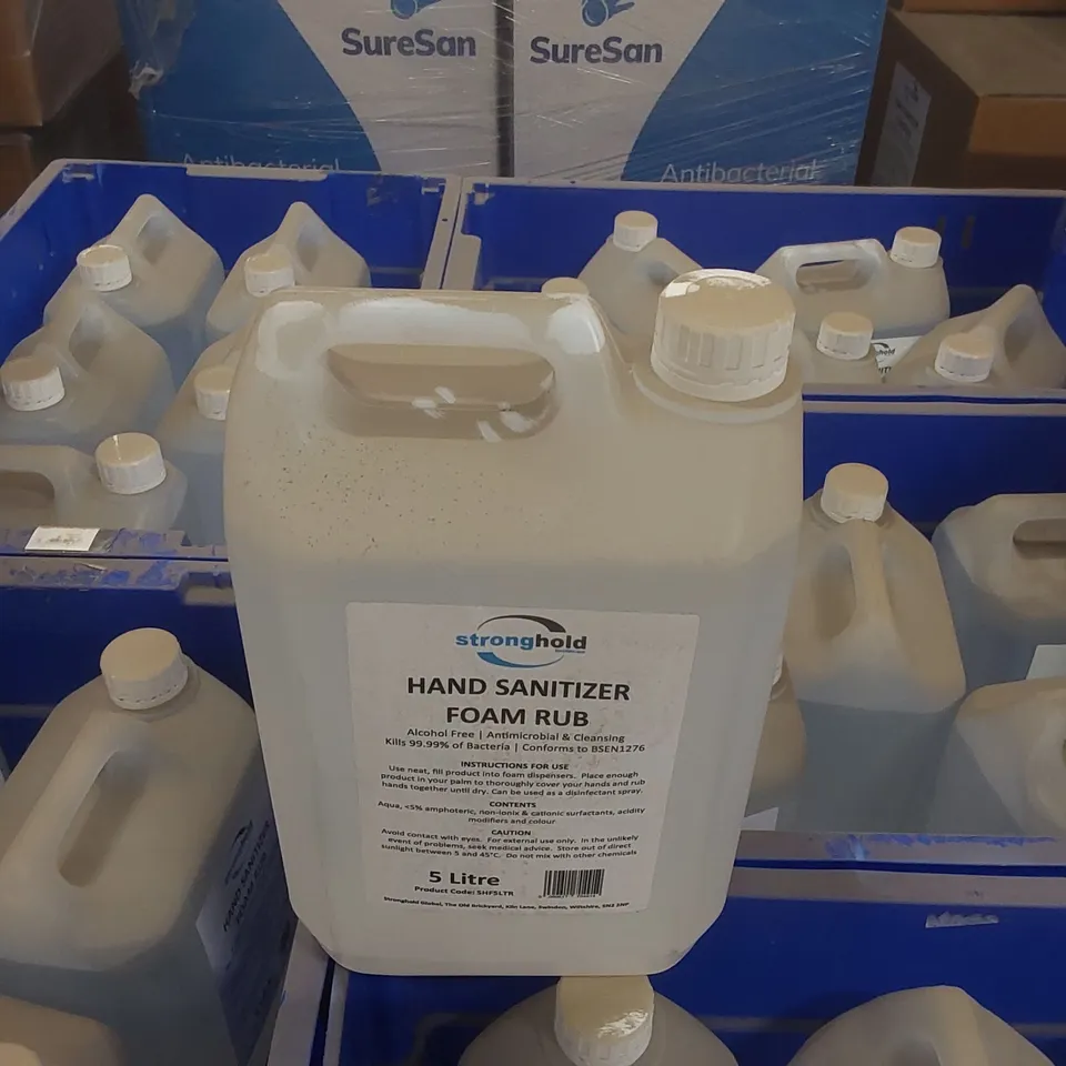 PALLET CONTAINING APPROXIMATELY 25x 5L STRONGHOLD HAND SANITIZER FOAM RUB