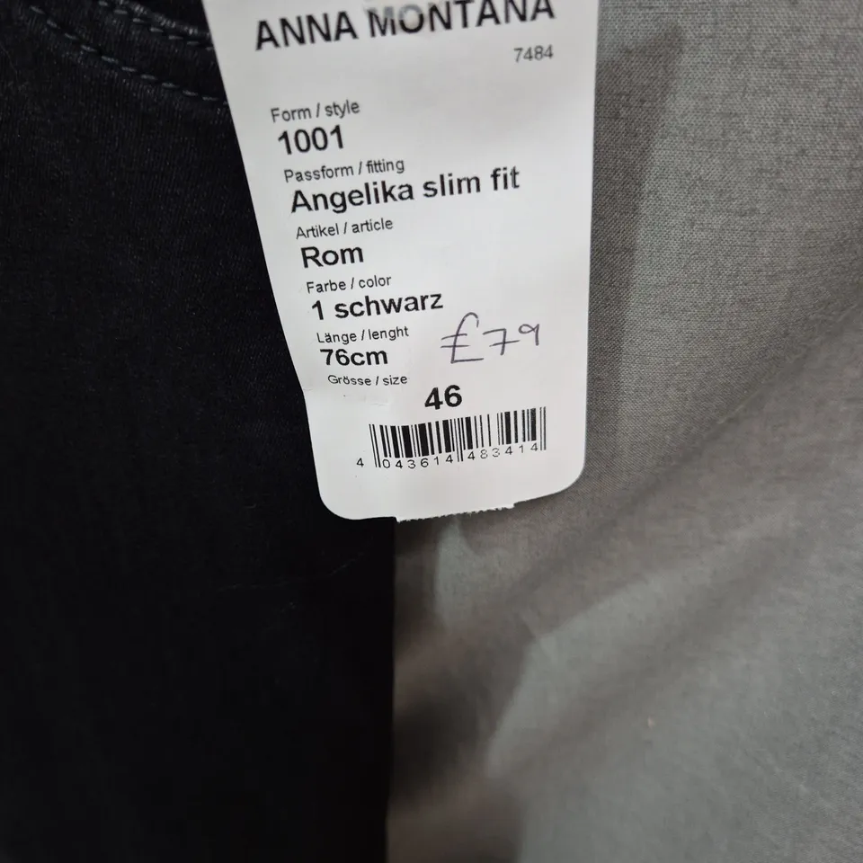 ANNA MONTANA ANGELIKA SLIM FIT JEANS – BLACK, SIZE 46, 76CM