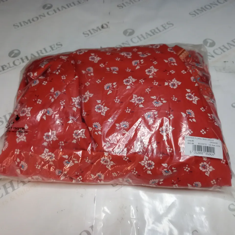 BAGGED SHIR RED FLORAL MAXI DRESS SIZE 22/24