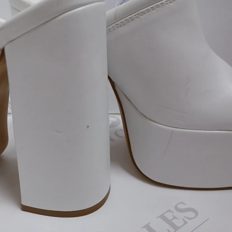 KOI VEGAN WHITE PLATFORM EEL SANDALS - SIZE 5