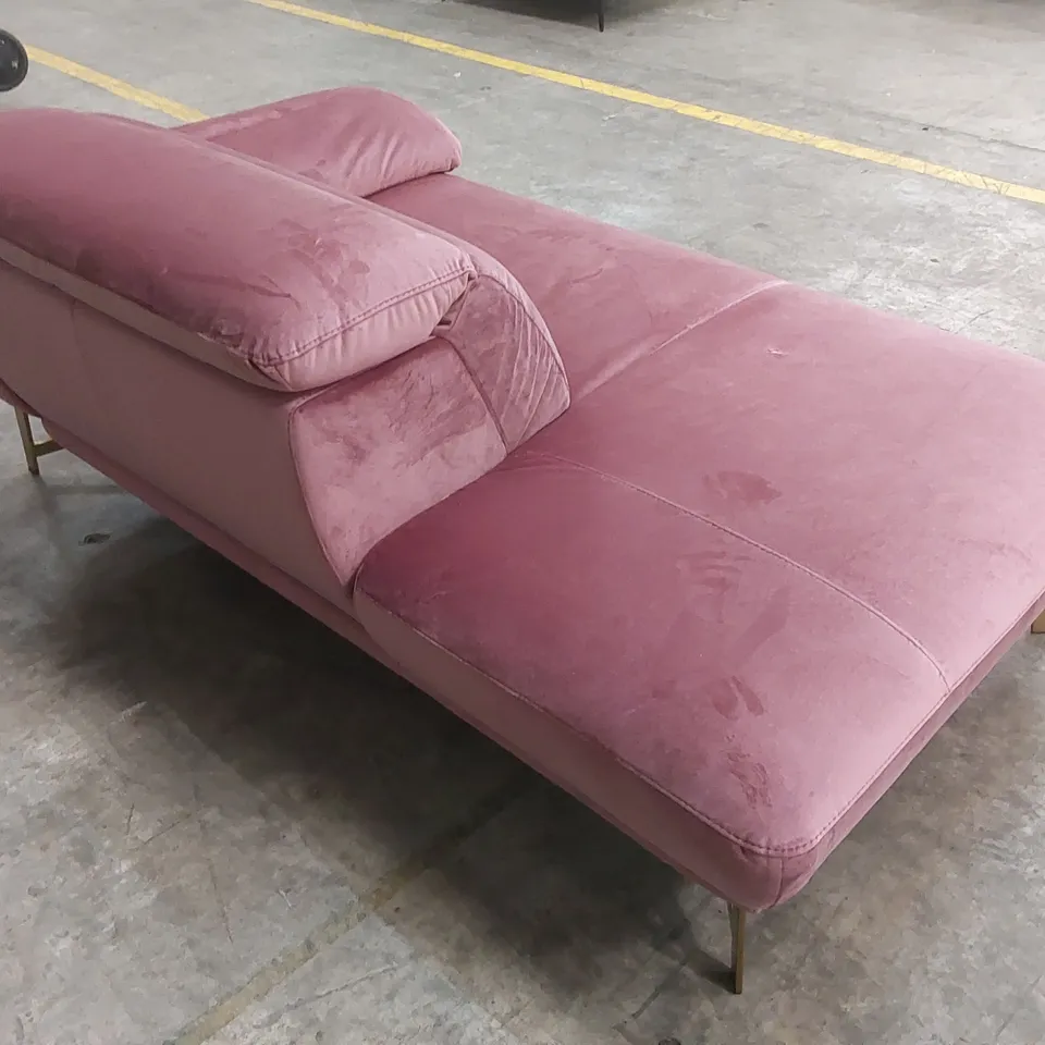 QUALITY DESIGNER ITALIAN MADE ANAIS STAND ALONE CHAISE LOUNGE - PINK VELVET