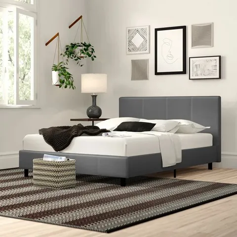 BOXED MORGANA UPHOLSTERED BED FRAME - GREY // SIZE: 120cm SMALL DOUBLE (1 BOX)