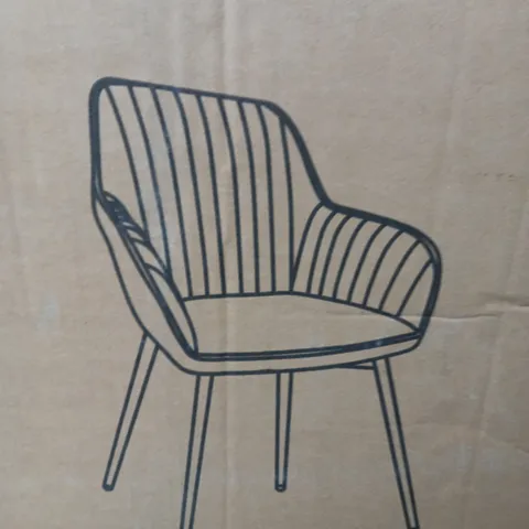 PAIR OF ALISHA BRASS LEGGED DINING CHAIRS - BLUE/BRASS (1 BOX)