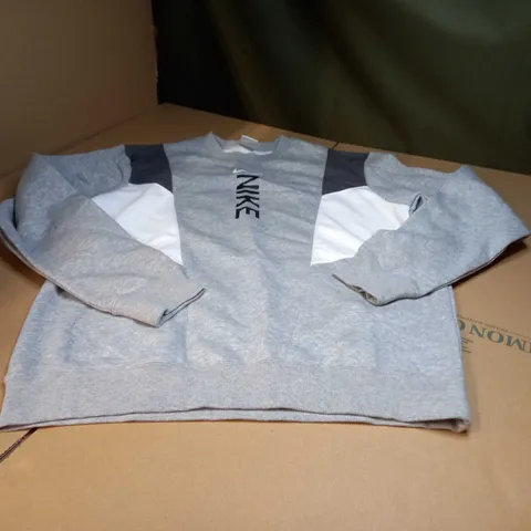 NIKE GREY MARL/LOGO CREW NECK SWEATER - MEDIUM