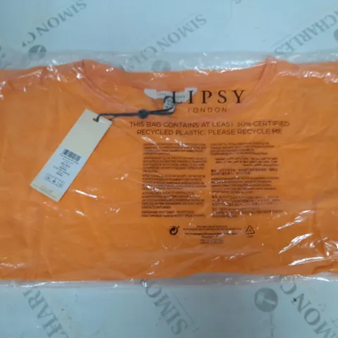 BAGGED LIPSY LOVE AND ROSES SLUB TEE IN ORANGE - UK 18