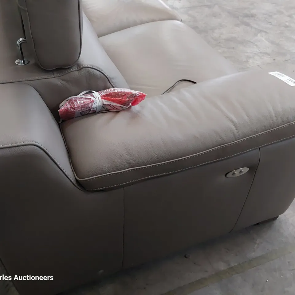 QUALITY ITALIAN DESIGNER RICCARDO POWER RECLINING TWO SEATER SOFA WITH ADJUSTABLE HEADRESTS GREY LEATHER