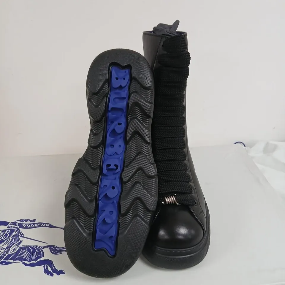 BURBERRY LEATHER COMBAT BOOTS – BLACK, UK 10 (EU 44)