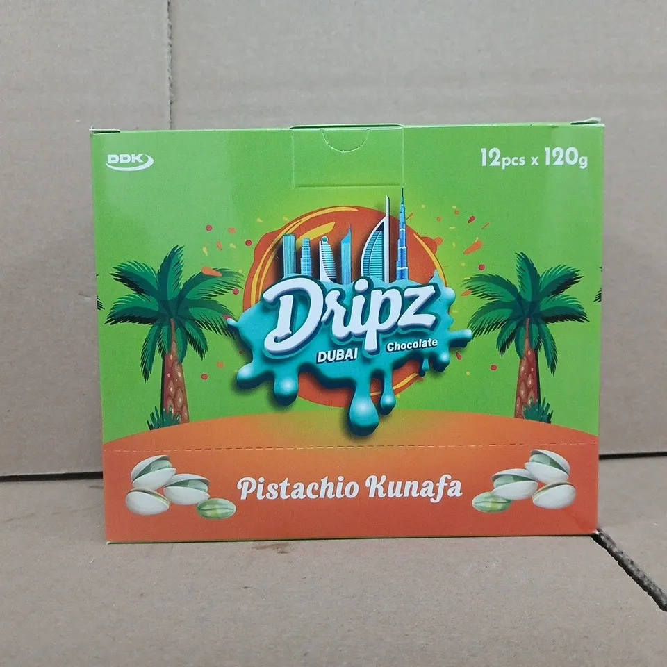 DRIPZ DUBAI PISTACHIO KUNAFA CHOCOLATE (12 X 120G BARS)