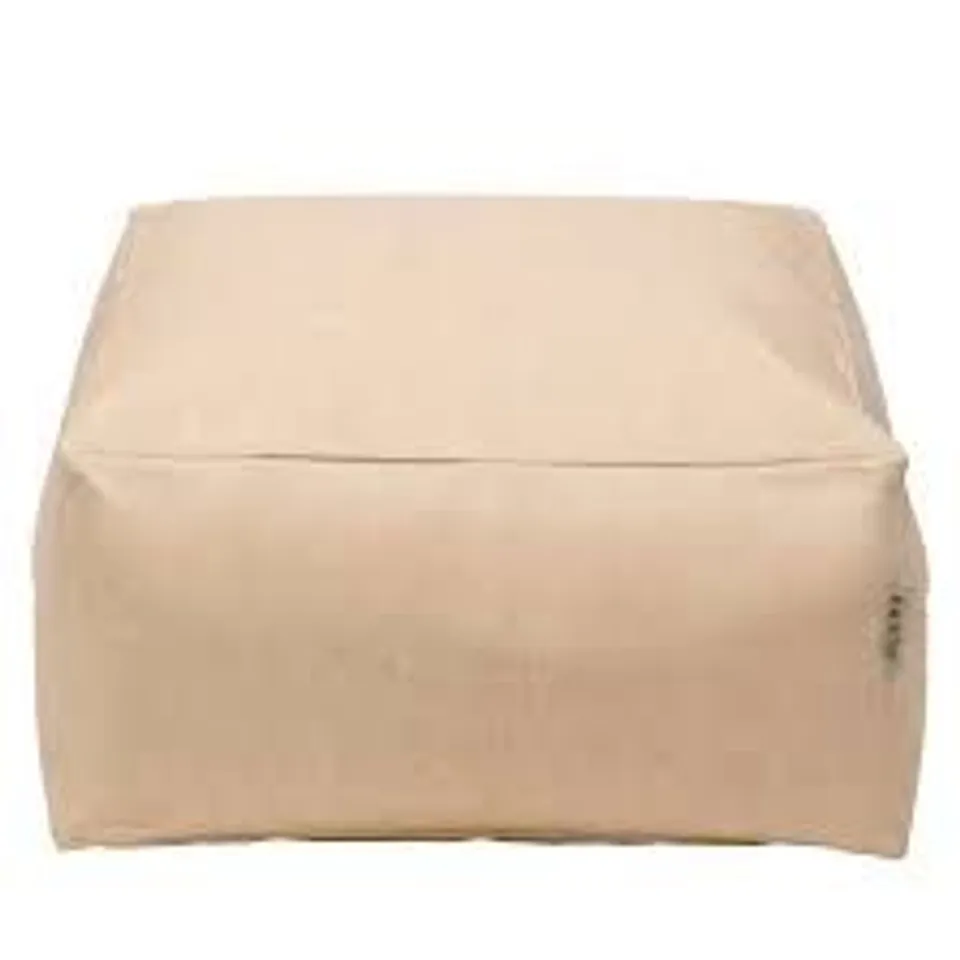DESIGNER FAUX LEATHER SQUARE SLAB BEAN BAG CHAIR UPHOLSTERED BEIGE 