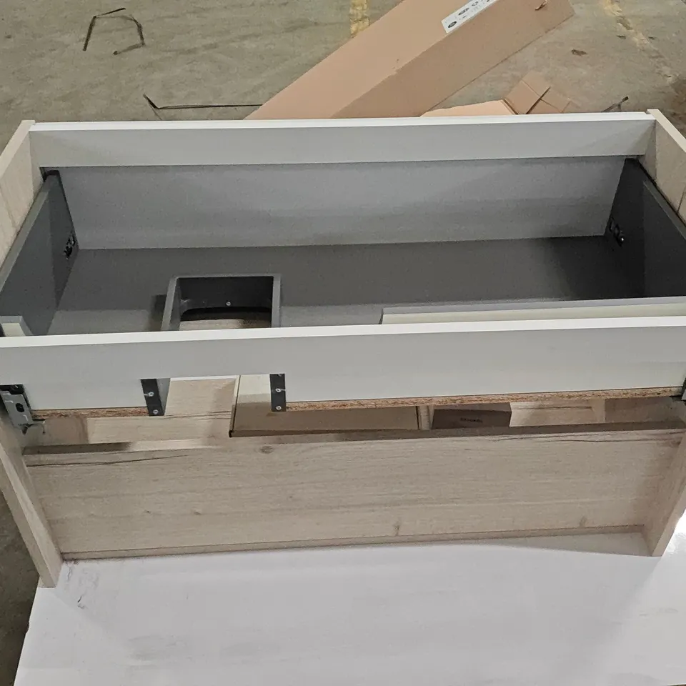 FREESTANDING BATHROOM 1-DRAWER VANITY UNIT WITH BASIN FITTINGS AND TORINO MIRRORED WALL UNIT IN MATT GREY