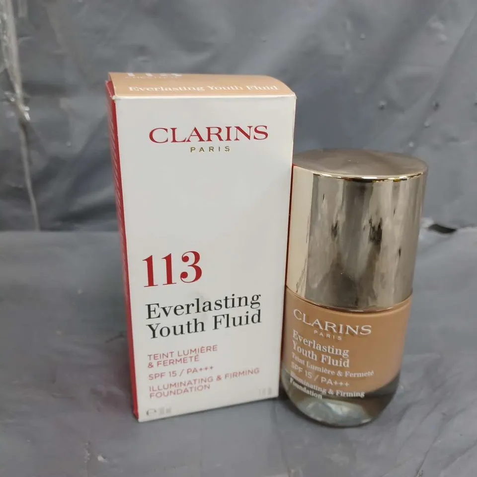 BOXED CLARINS EVERLASTING YOUTH FLUID 113 CHESTNUT (30ml)