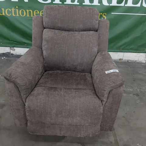 DESIGNER POWER RECLINING EASY CHAIR FAWN FABRIC