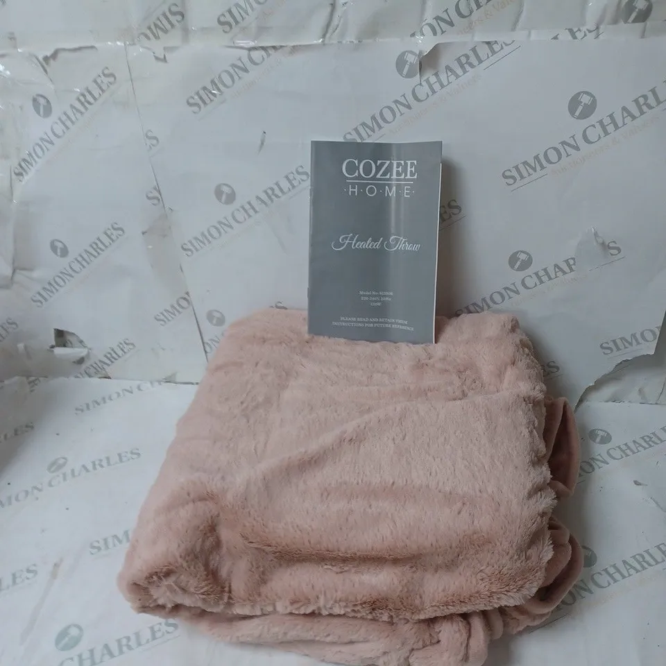 COZEE HOME VELVETSOFT HEATED THROW IN PINK