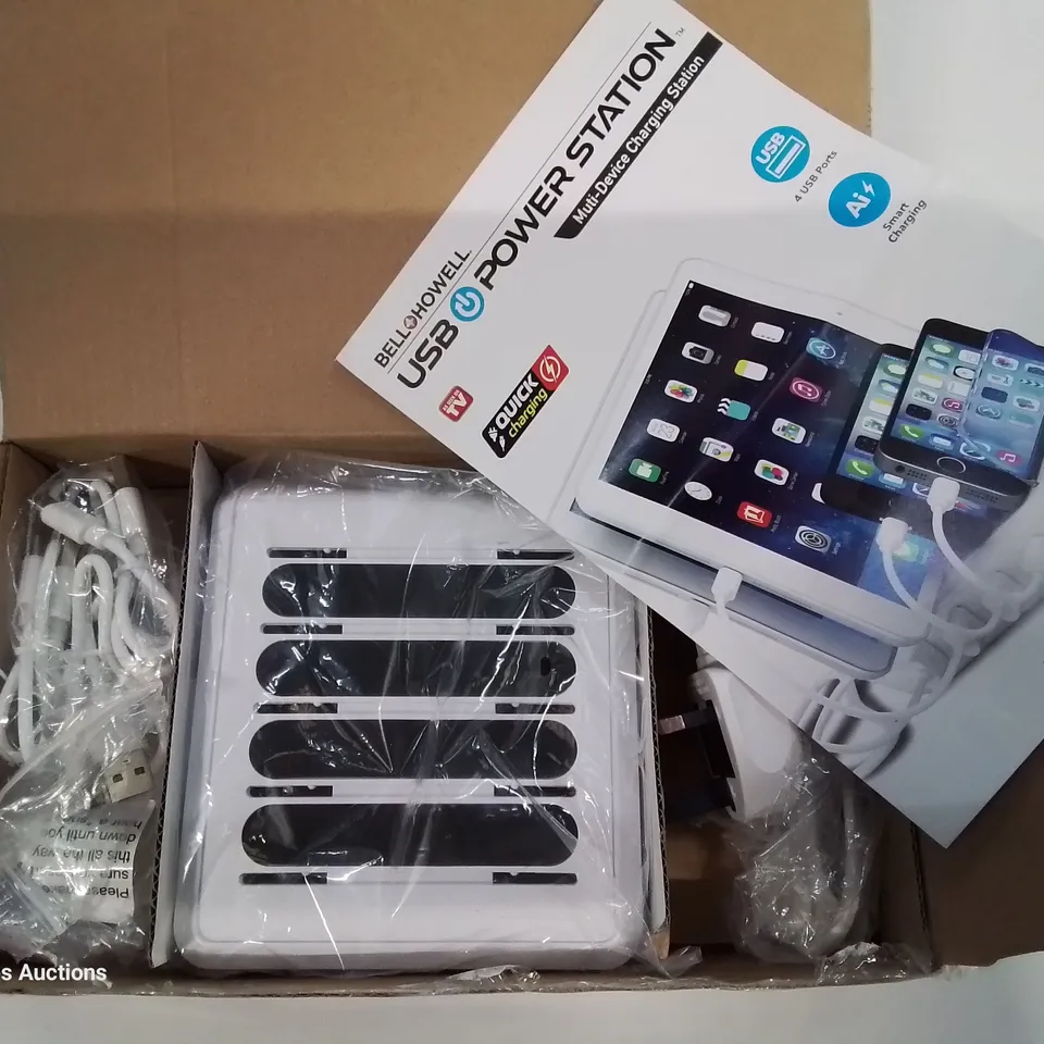 LOT OF 4 BOXED BELL & HOWELL MULTI DEVICE USB CHARGING STATION
