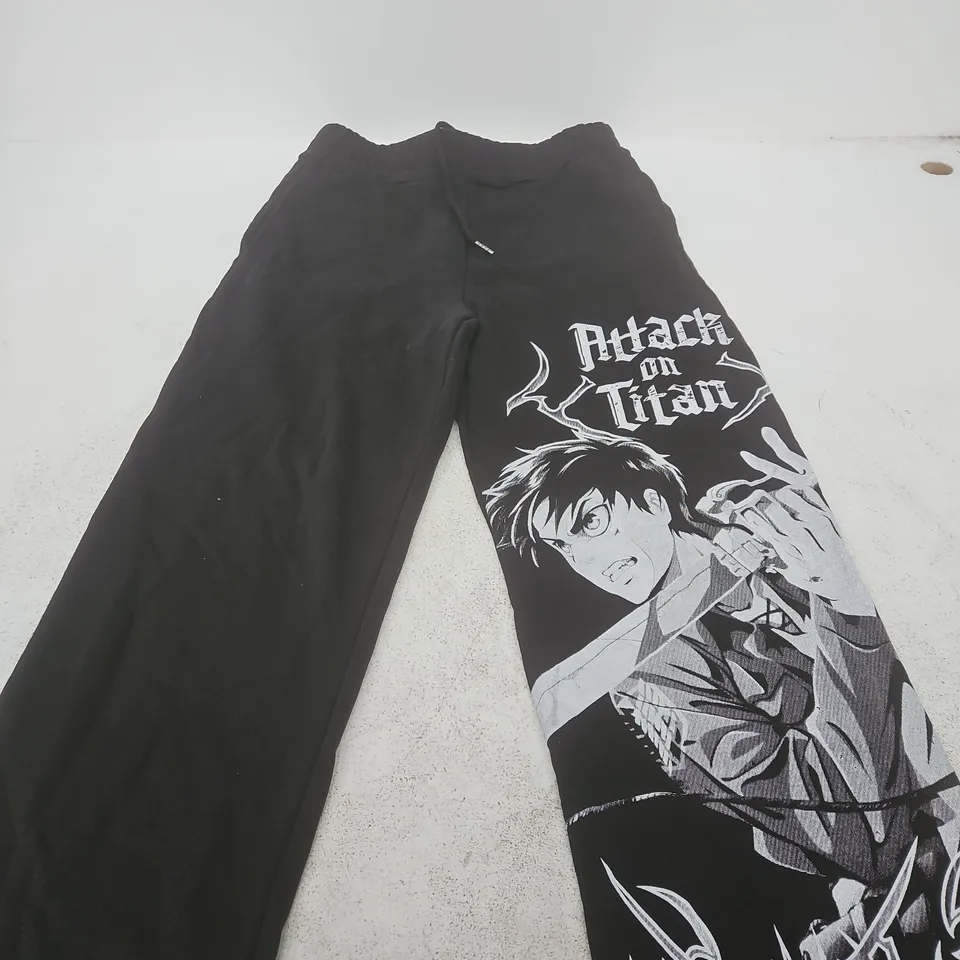 YOUNGLA ATTACK ON TITAN JOGGERS – BLACK, UK MEDIUM (M)