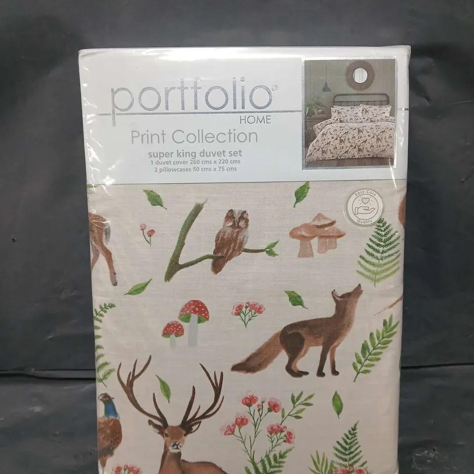 SEALED PORTFOLIO PRINT COLLECTION DUVET SET - FOREST ANIMALS - SUPER KING 