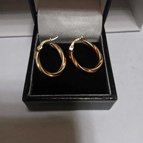 GOLD 9CT YELLOW GOLD OVAL TWIST HOOP EARRING 1.15G