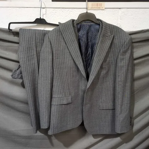 NEXT SIGNATURE PREMIUM TAILORING MENS 3PCE GREY PINSTRIPE SUIT - 44S/46R/36S
