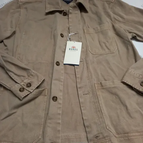BURG ADDINGTON MENS HEAVY TWILL CHORE JACKET IN HAZE BROWN - L