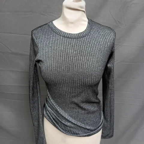 MINT VELVET METALLIC CREW NECK LS TOP - XS