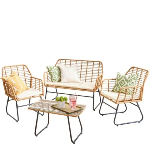 BOXED NEO 4 SEATER BLACK BAMBOO GARDEN LOUNGE SET (1 BOX)