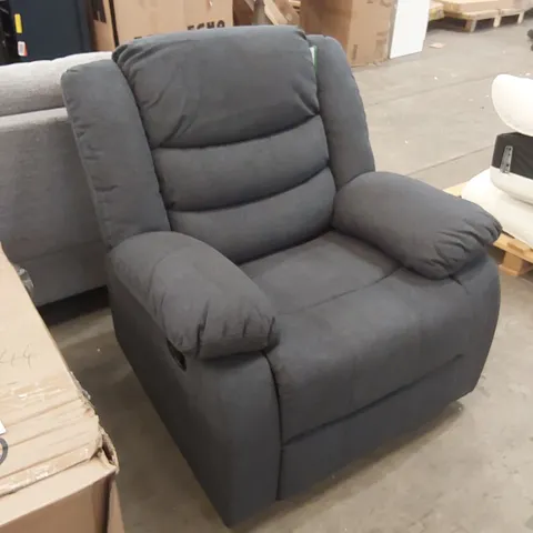 DESIGNER SLATE GREY FABRIC UPHOLSTERED MANUAL RECLINER ARMCHAIR