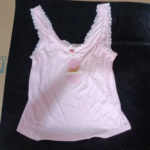 PETER ALEXANDER PINK SLEEVELESS TOP WITH LACE TRIM – SIZE M