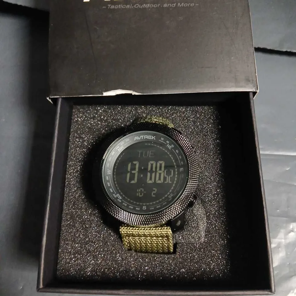 AVTREK DIGITAL TACTICAL WATCH – BOXED, OLIVE STRAP